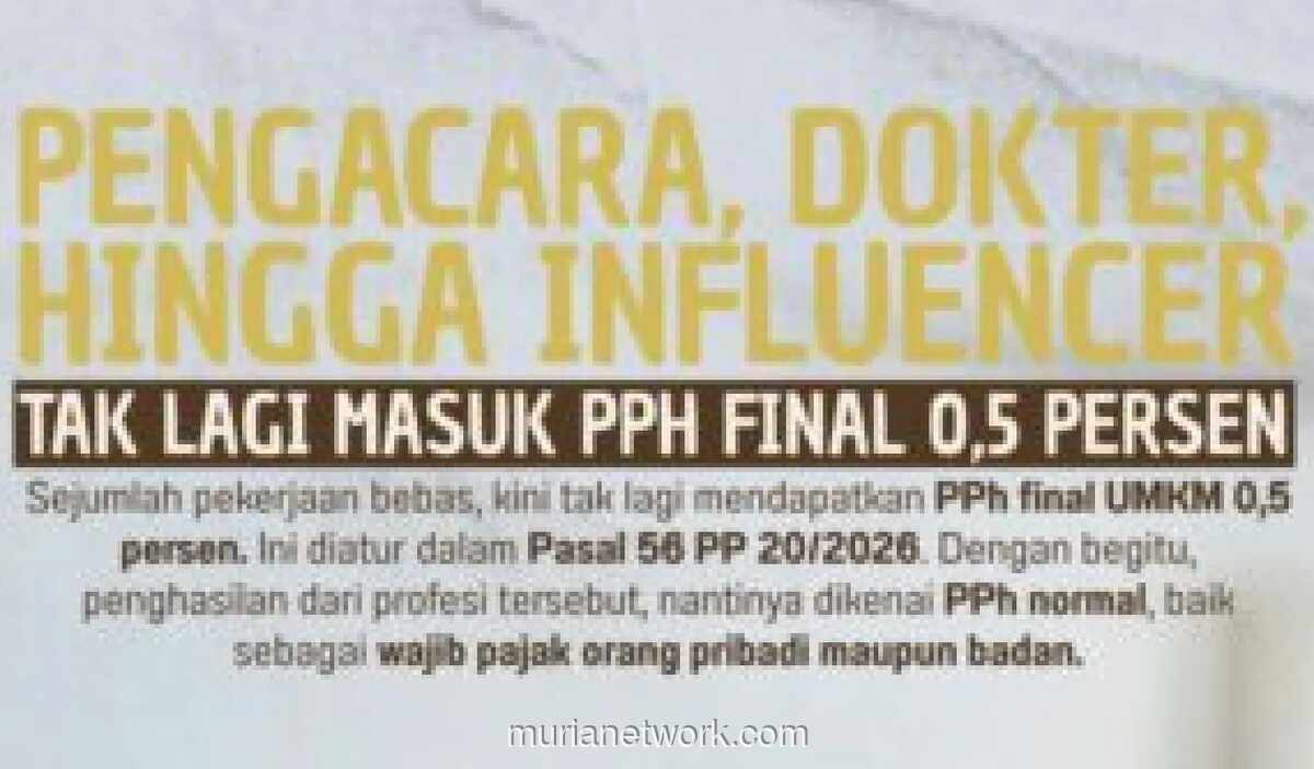 Pemerintah Hapus Tarif Pajak Final 0,5% untuk Pengacara, Dokter, hingga Influencer