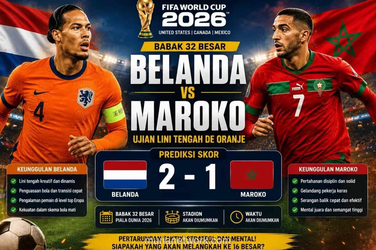 Belanda vs Maroko di 32 Besar Piala Dunia 2026: Duel Hidup Mati di Monterrey