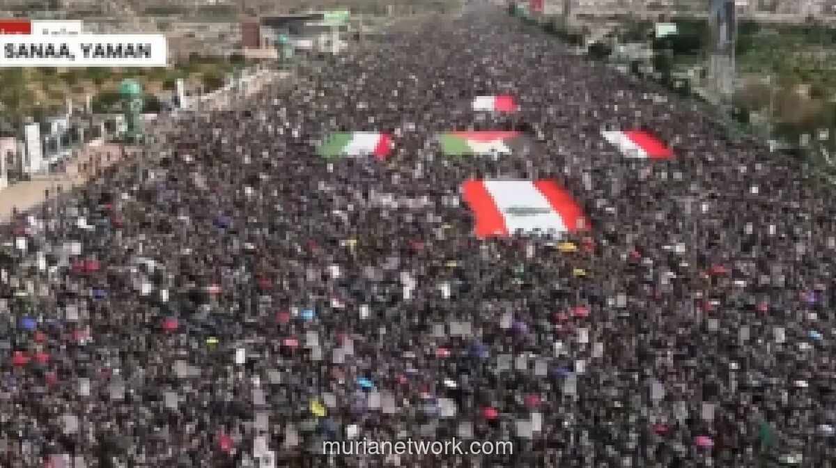 Ratusan Ribu Warga Yaman Turun ke Jalan Dukung Palestina, Iran, dan Lebanon