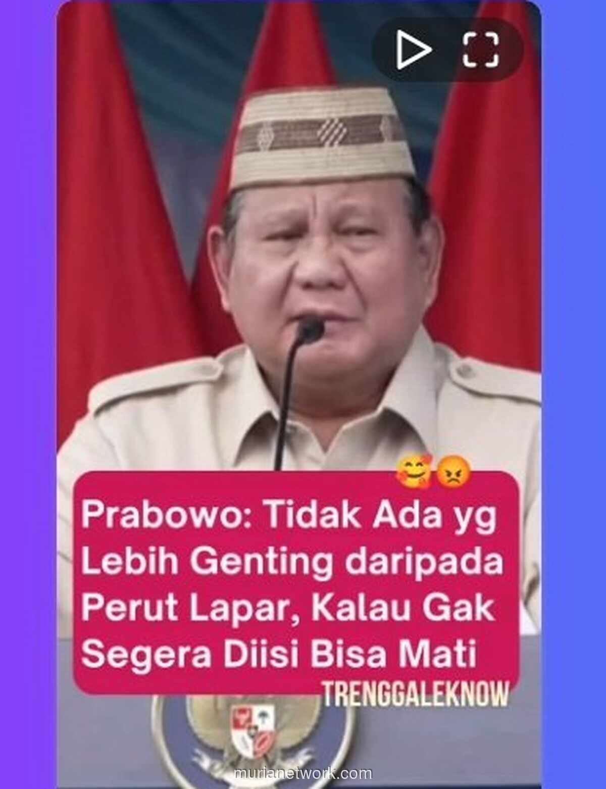 Presiden Prabowo Dinilai Bangun Narasi Kelaparan Ekstrem demi Legitimasi Program Makan Bergizi Gratis