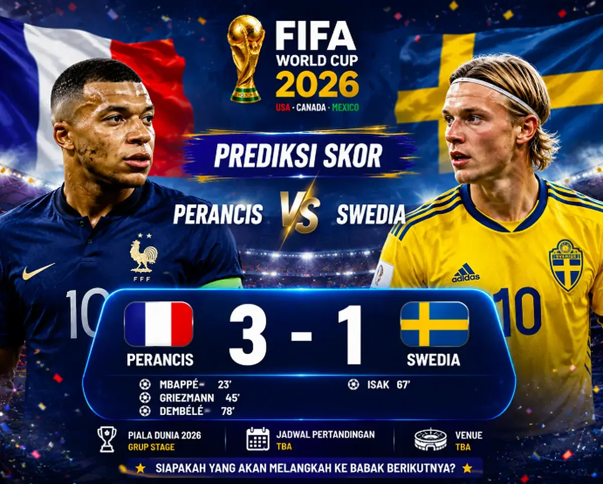 Prediksi Skor Prancis vs Swedia 3-1: Mesin Gol Les Bleus Siap Menggilas Pertahanan Rapuh Blagult di 32 Besar Piala Dunia 2026