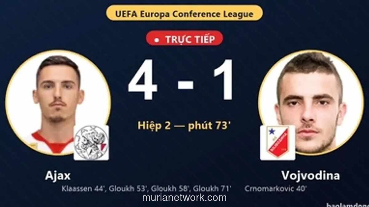 Hat-trick Oscar Gloukh Bawa Ajax Hancurkan Vojvodina 4-1