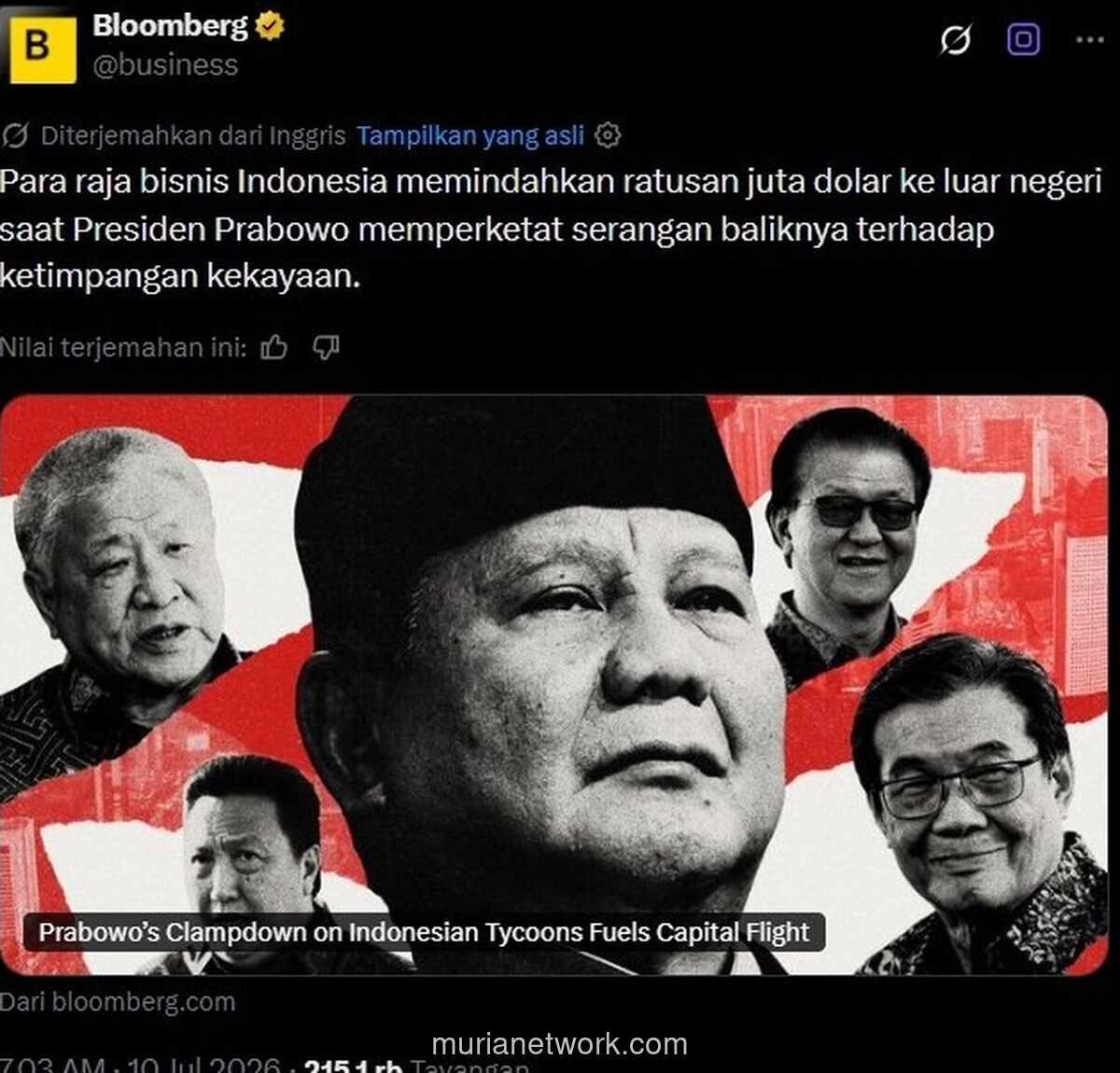 Konglomerat Indonesia Pindahkan Dana ke Luar Negeri, Respons terhadap Tekanan Pemerintahan Prabowo