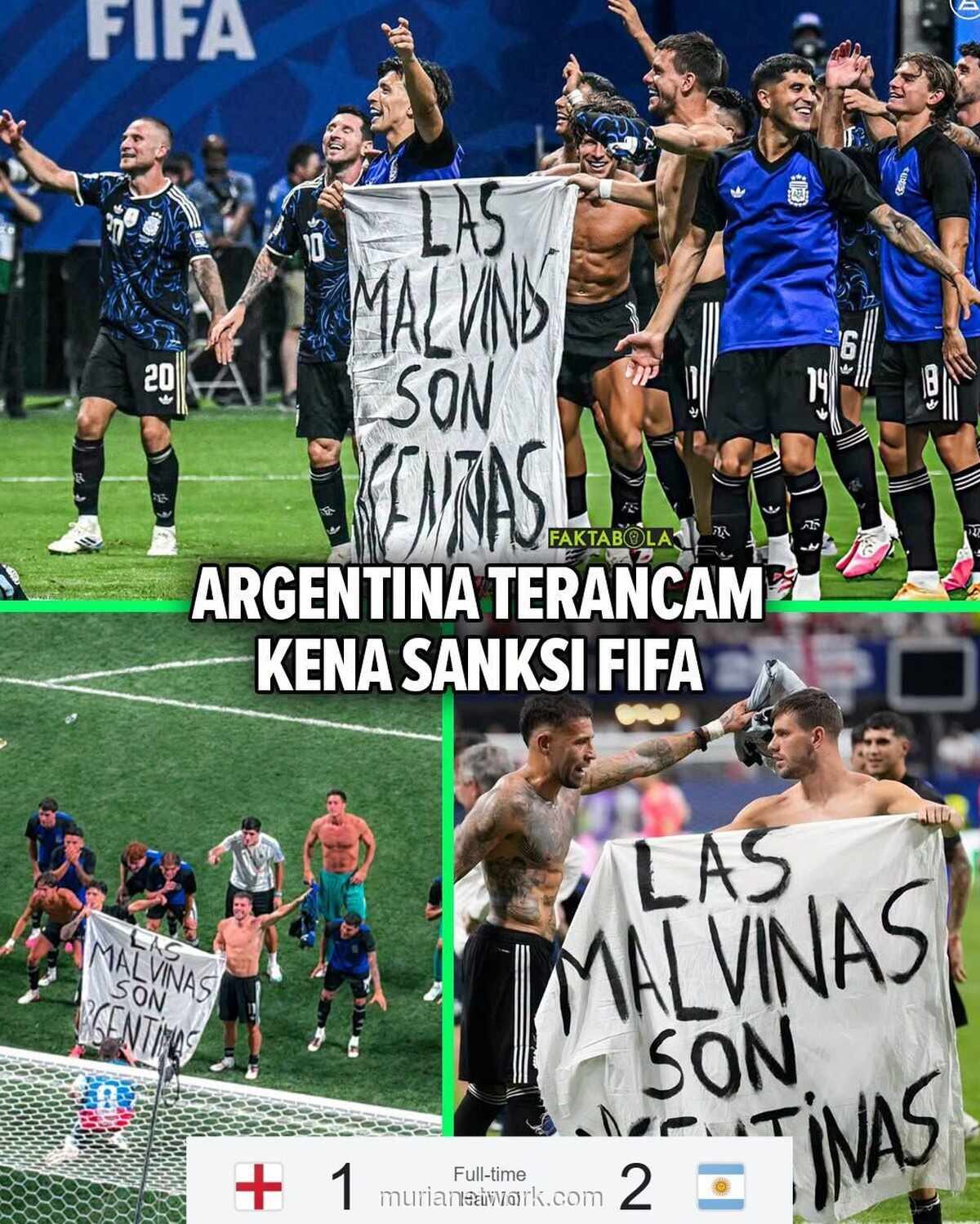 Argentina Terancam Sanksi FIFA Usai Pemain Kibarkan Spanduk Klaim Malvinas