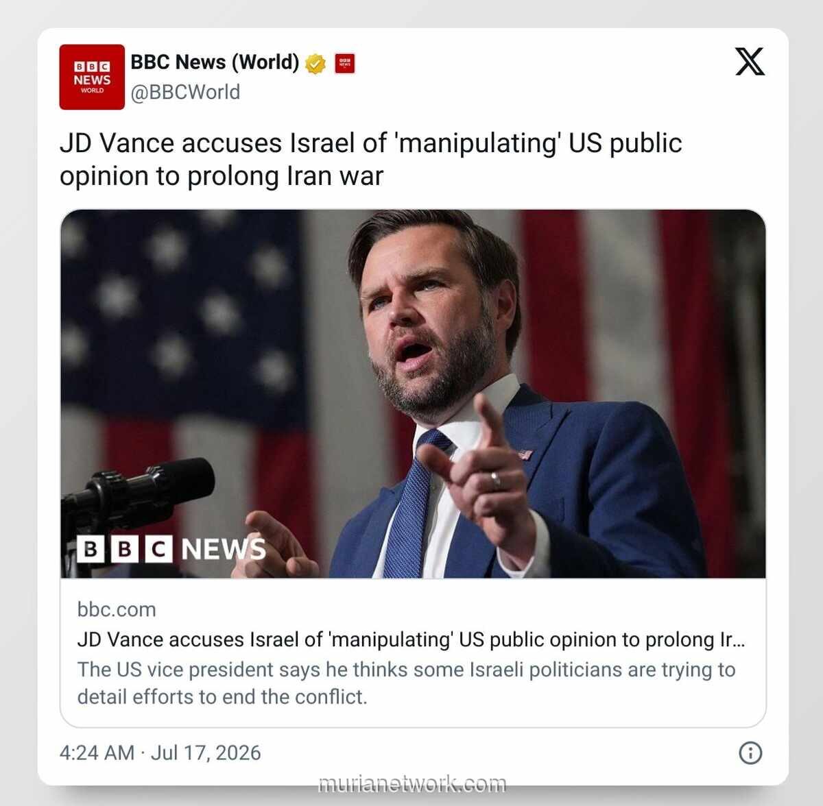 Vance Tuding Pejabat Israel Danai Kampanye Rahasia untuk Perpanjang Perang dengan Iran