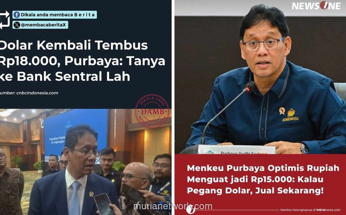 Rupiah Tembus Rp18.000 per Dolar AS, Menkeu Minta Tanya BI