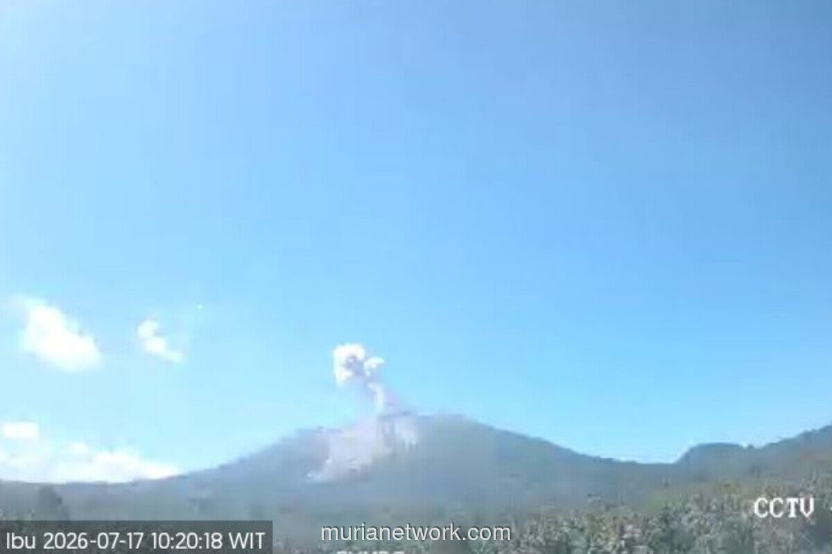 Gunung Ibu Erupsi, Kolom Abu Membubung 500 Meter