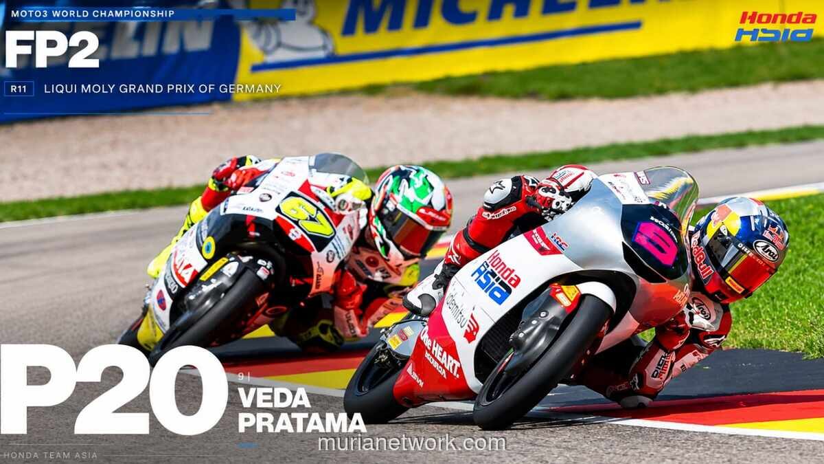 Hasil FP2 Moto3 Jerman 2026: Veda Ega Pratama Terpuruk di Posisi 20, Quiles Tercepat