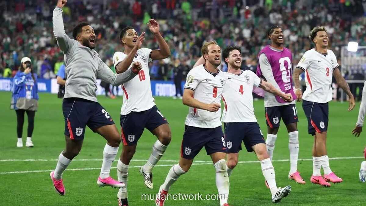 Inggris ke Perempatfinal Piala Dunia Usai Kalahkan Meksiko dengan 10 Pemain