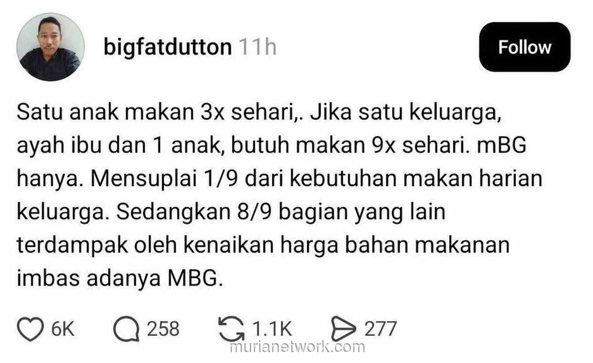 Program Makan Bergizi Gratis Dinilai Tak Efisien, Hanya Penuhi Sebagian Kecil Kebutuhan Keluarga