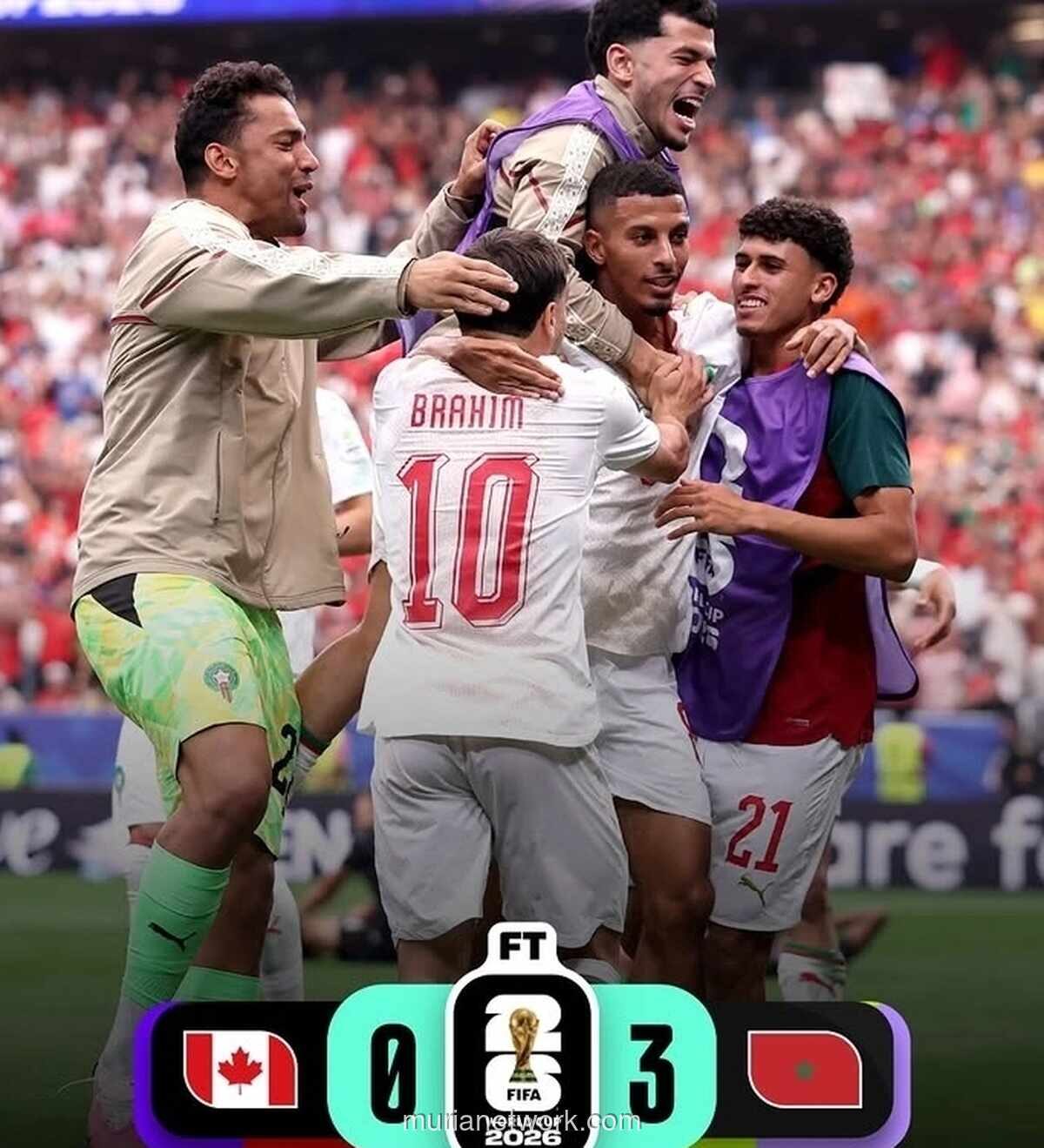 Maroko Hancurkan Kanada 3-0, Melaju ke Perempat Final Piala Dunia 2026