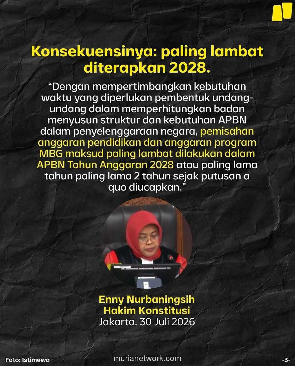 MK Beri Kelonggaran, Program MBG Terlalu Besar untuk Dihentikan