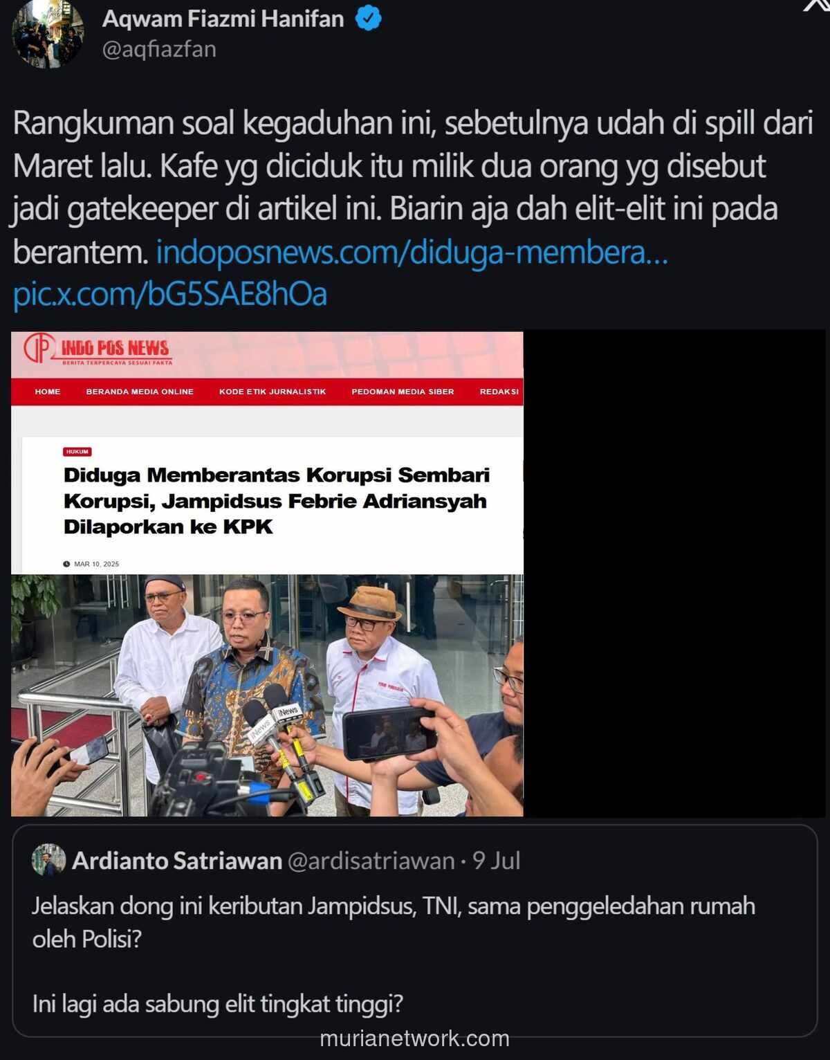 Koalisi Anti Korupsi Laporkan Jampidsus Febrie Adriansyah ke KPK atas Dugaan Korupsi dalam Penanganan Kasus
