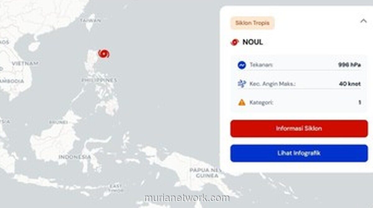 Siklon Tropis NOUL Terdeteksi di Filipina, Kepri dan Kaltara Waspada Cuaca Ekstrem