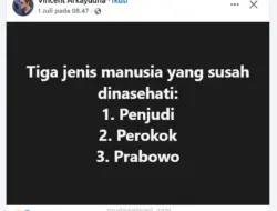 Tiga Tipe Manusia yang Sulit Diberi Nasihat: Penjudi, Perokok, dan Prabowo