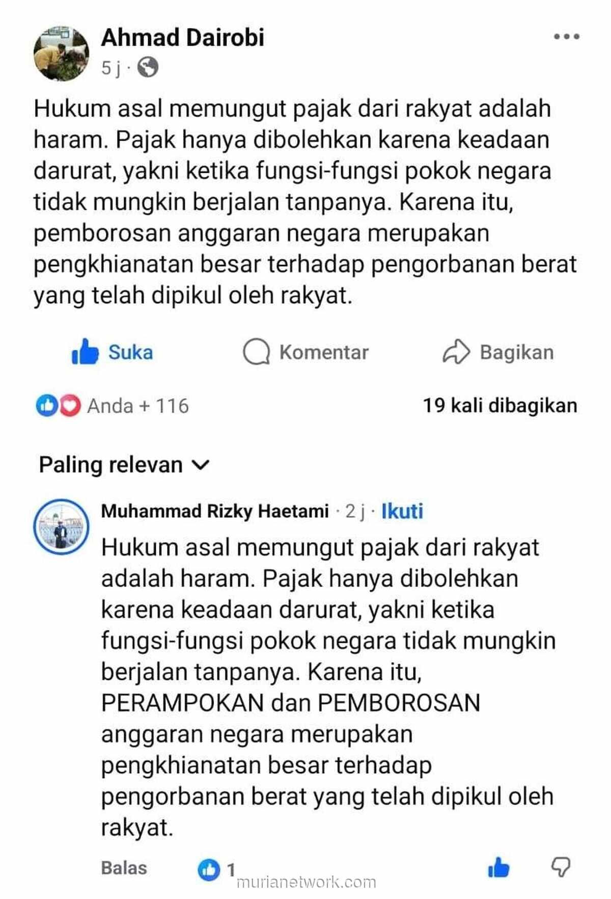 Ustadz Ahmad Dairobi: Hukum Asal Pajak Haram, Hanya Boleh dalam Keadaan Darurat