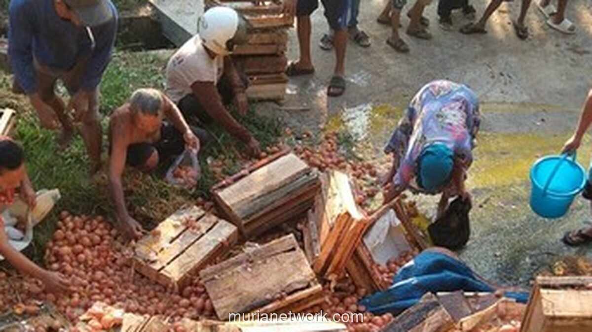 Truk Pengangkut 1,3 Ton Telur Terguling di Purbalingga, Warga Justru Jarah Muatan