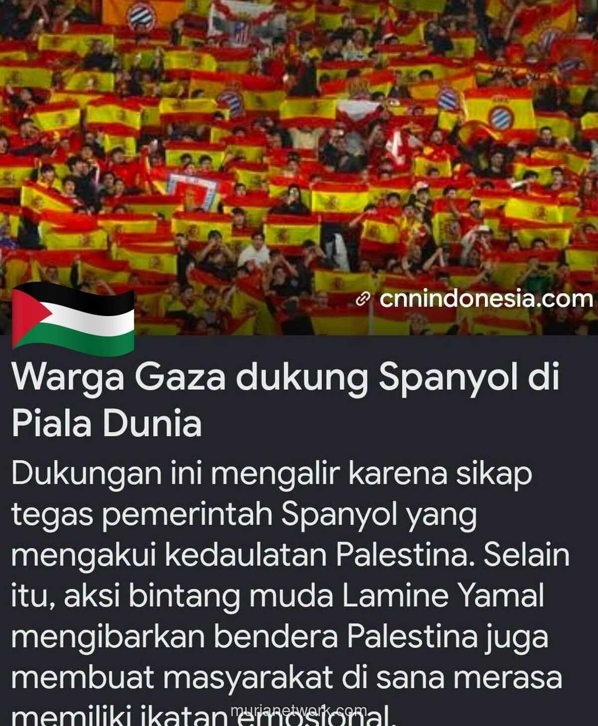 Dukung Spanyol di Piala Dunia 2026, Warga Gaza Beri Penghormatan atas Solidaritas yang Konsisten