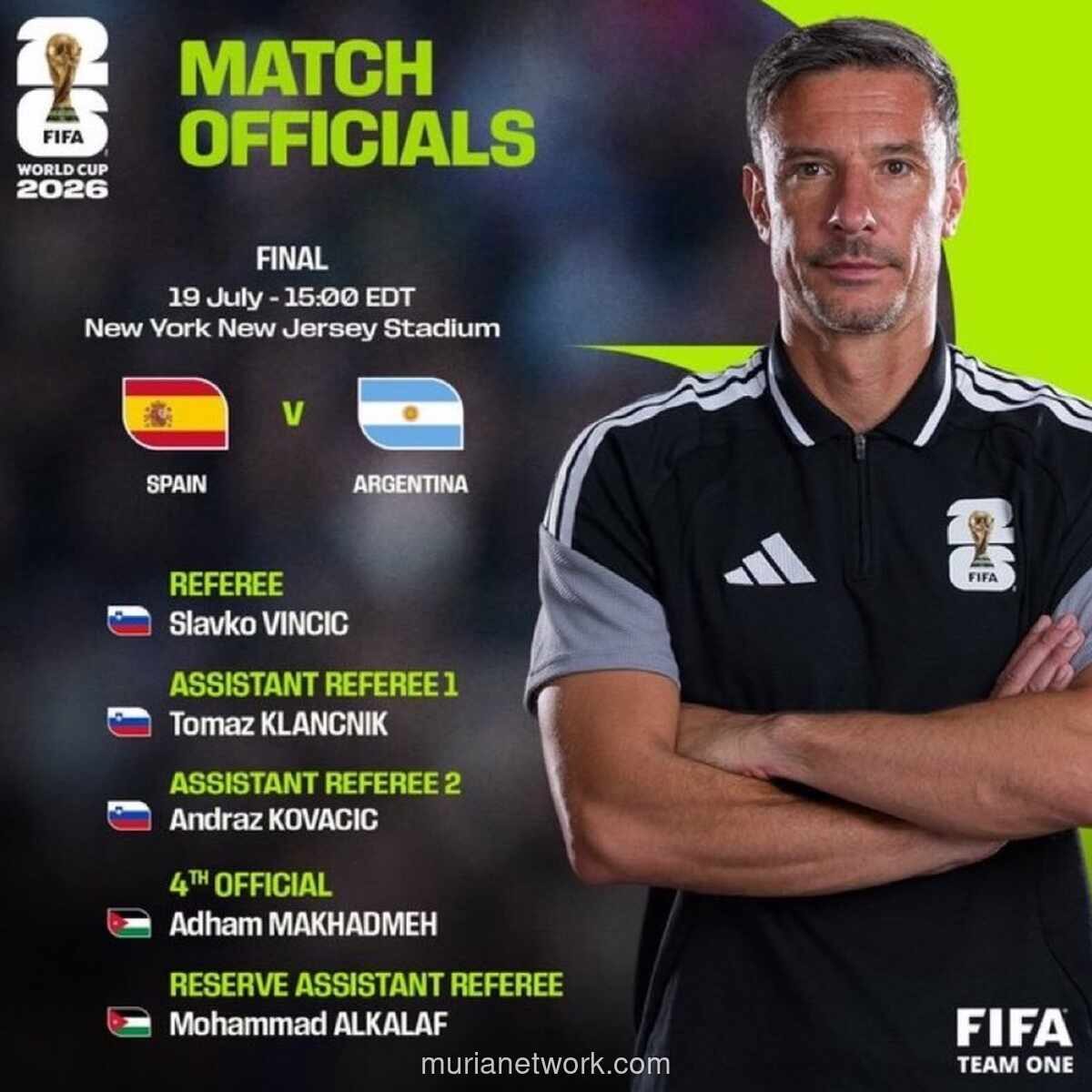 FIFA Tunjuk Slavko Vinčić Pimpin Final Piala Dunia 2026 Spanyol vs Argentina