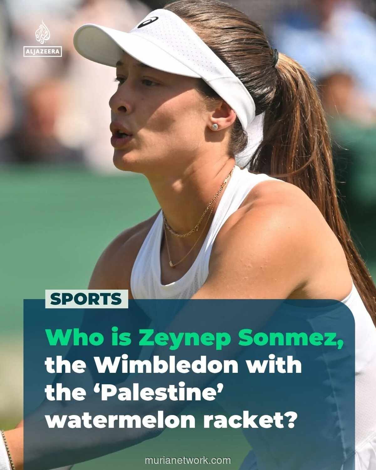 Petenis Turki Zeynep Sonmez Gunakan Peredam Getaran Semangka di Wimbledon sebagai Dukungan untuk Palestina