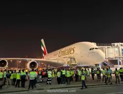 Airbus A380 Emirates Mendarat di Soekarno-Hatta, Jemput AC Milan