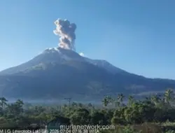 Gunung Lewotobi Laki-laki Erupsi Dua Kali, Kolom Abu Capai 800 Meter