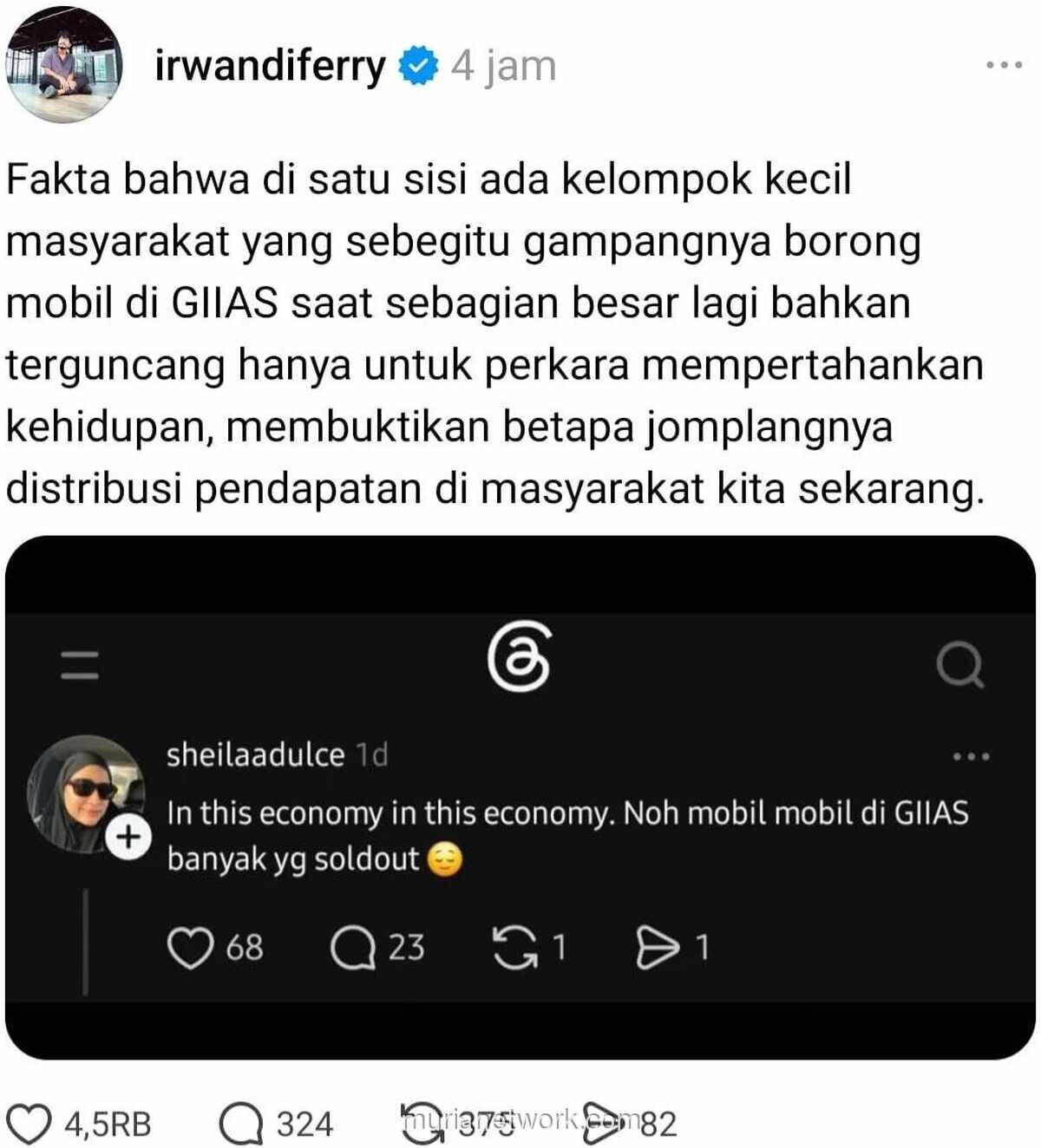 Ferry Irwandi: Larisnya Mobil di GIIAS Justru Bukti Kesenjangan Ekonomi