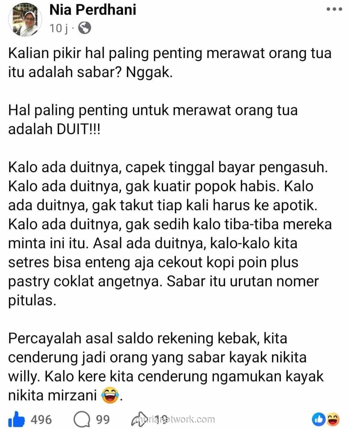 Merawat Orang Tua Butuh Lebih dari Sekadar Sabar, Kata Warganet