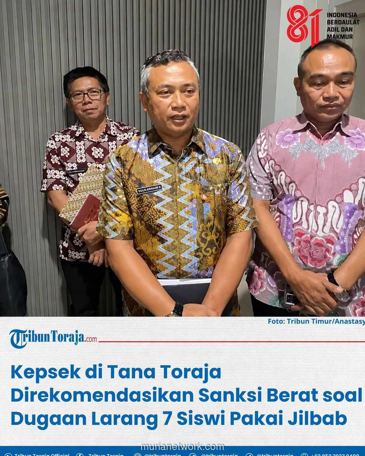 Larangan Jilbab di SMPN 2 Bonggakaradeng, Kepala Sekolah Direkomendasikan Kena Sanksi Berat