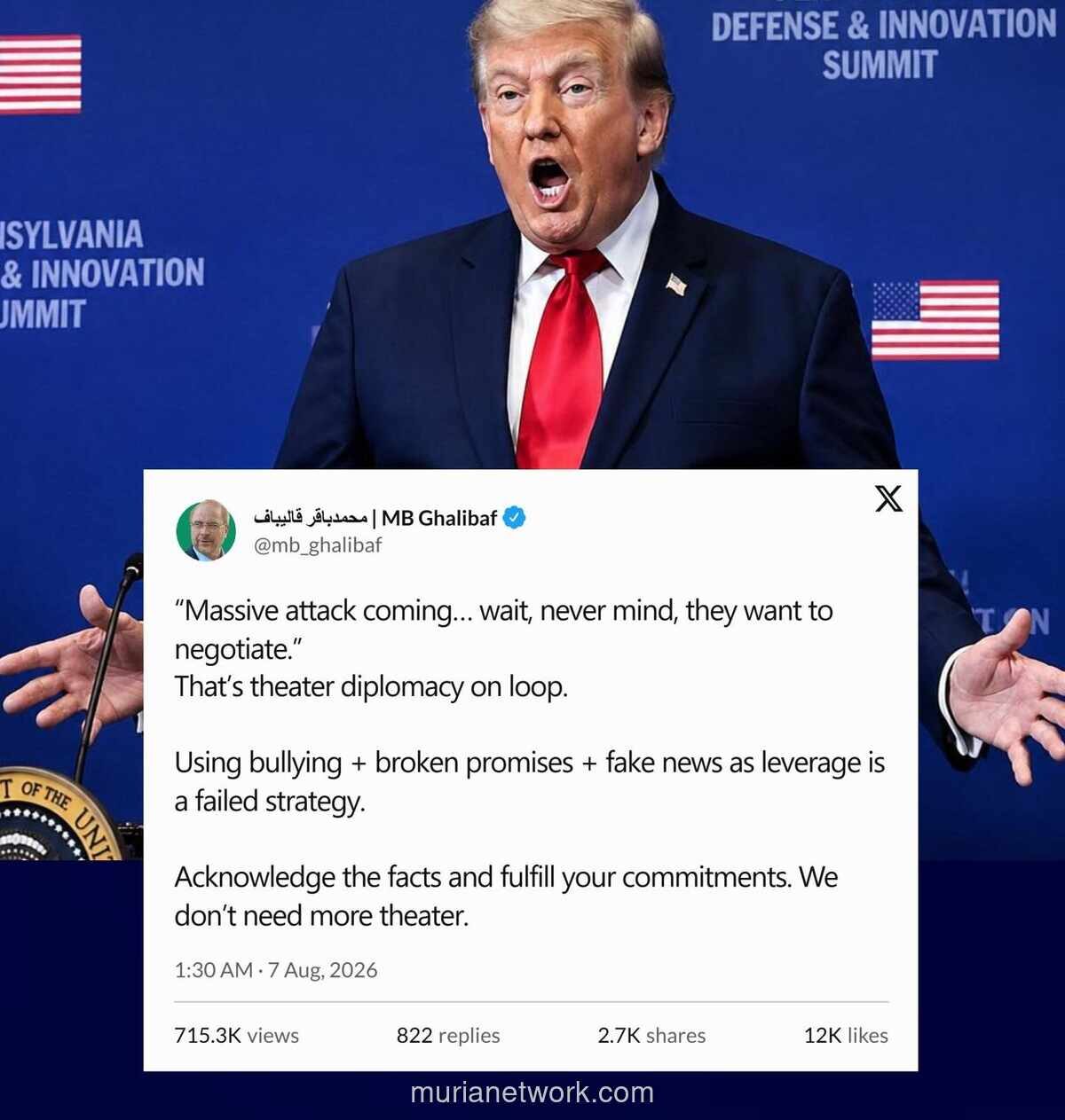 Kepala Negosiator Iran Sindir Trump: Diplomasi Sandiwara yang Gagal