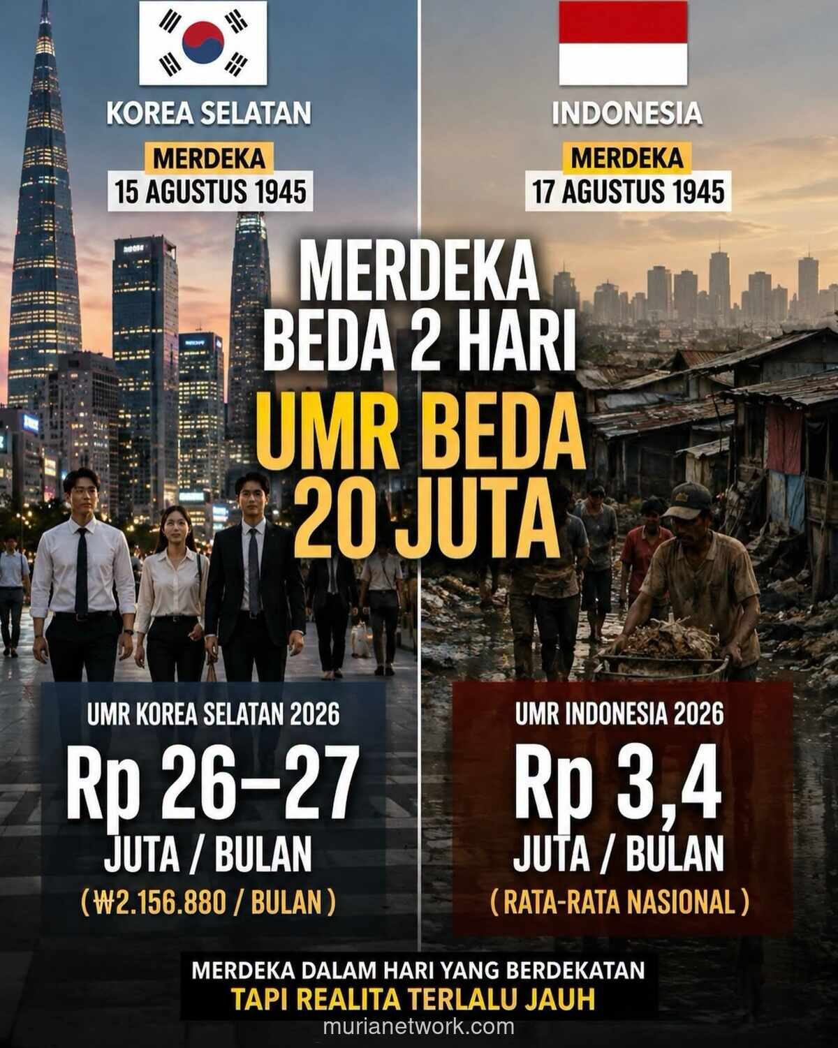 UMR Korea Selatan 2026 Tembus Rp24,9 Juta, Indonesia Masih Rp5,7 Juta