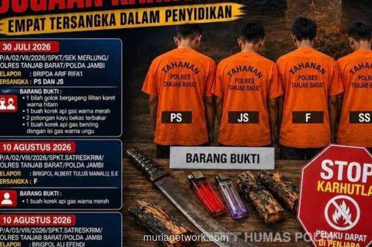 Polres Tanjung Jabung Barat Tetapkan Empat Tersangka Pembakar Lahan