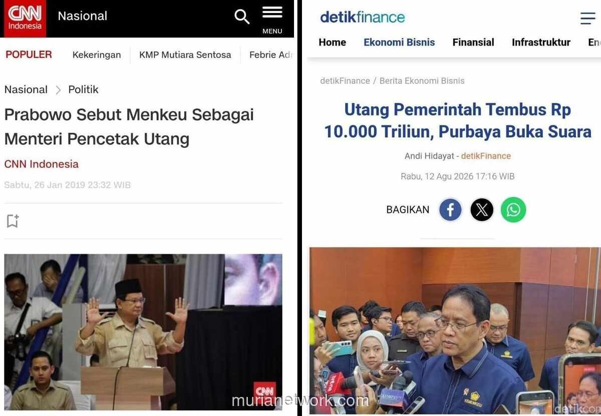 Utang Pemerintah Tembus Rp10.293 Triliun, Prabowo Diingatkan Pernah Nyinyir