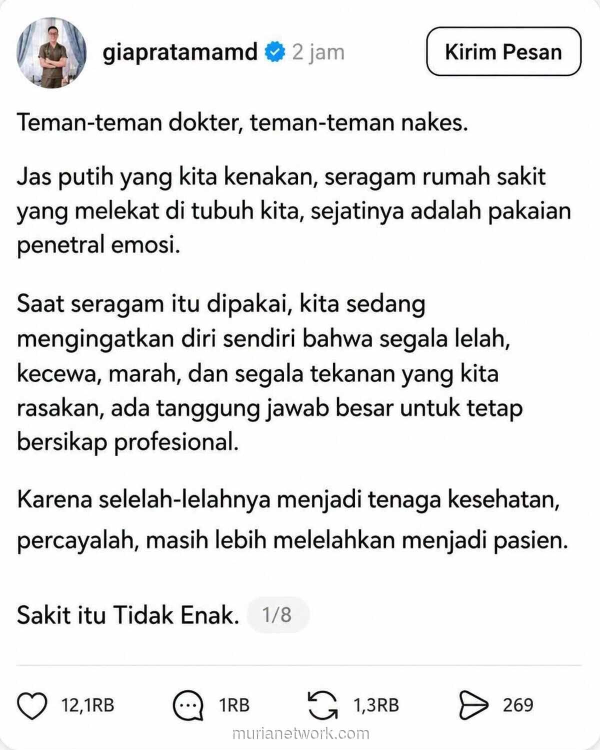 Dokter Gia Pratama: Pasien adalah Ladang Karunia, Bukan Sasaran Kemarahan